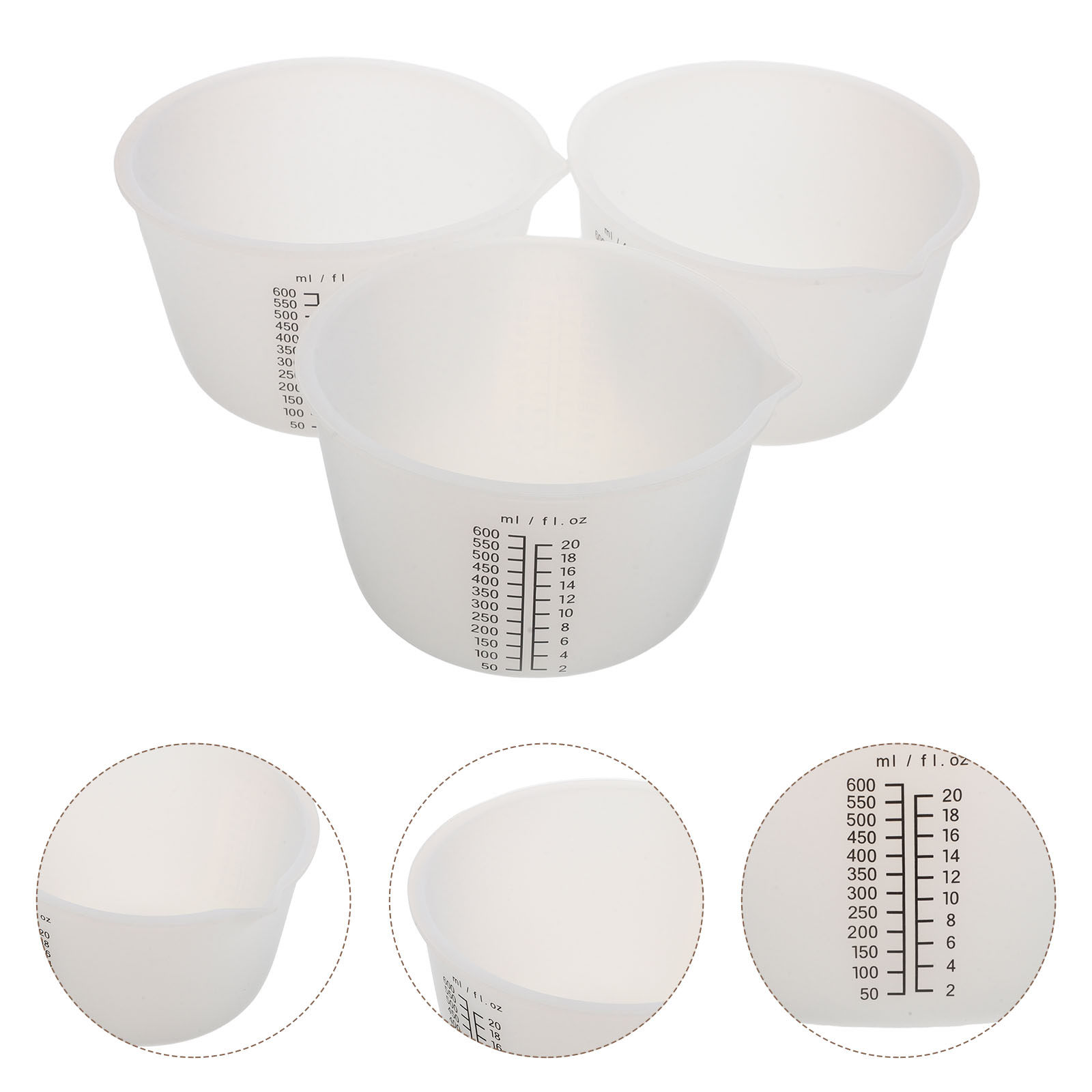 Mixing Cup Silicone - 3 stuks siliconen hars gietbekers 600ml,