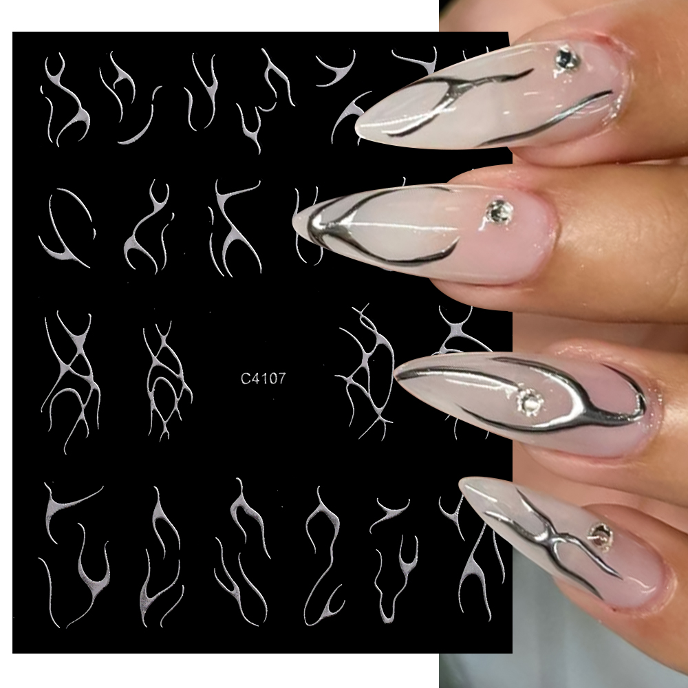 Gold Foil Flakes - 3d Zilveren Vlam Nagelsticker Goud Bronzing