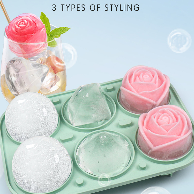 Coaster Mold Round - 3D Rose Diamond Ronde Ijsblokjesvormen 4/6
