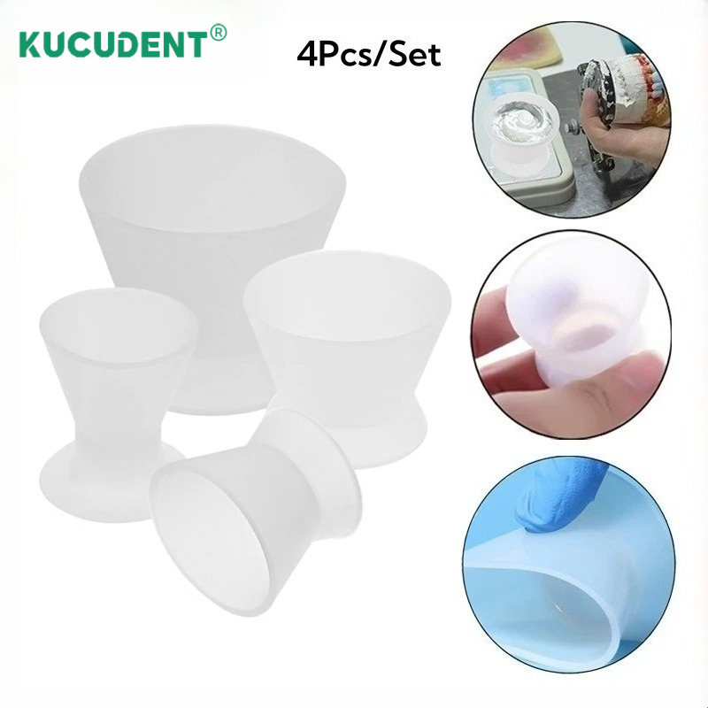 Mixing Cup Silicone - 4-delige set tandheelkundige siliconen mengbekers, rubberen