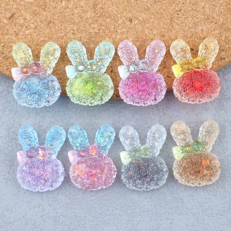 Resin Craft Material - 5 stuks 18*25mm Lichtgevende Verloopkleur Konijnenhars